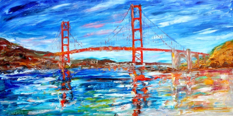 Custom Karen Tarlton Original Oil Painting San Francisco cityscape Commission palette knife impasto fine art image 6