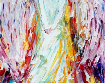Angel print, angel art on watercolor paper, angel of Joy, Fine Art Print, made from image of past oil painting by Karen Tarlton