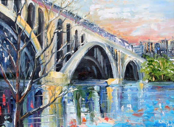 DC Keybridge Print on watercolor paper 11x14 made from image of past  painting by Karen Tarlton