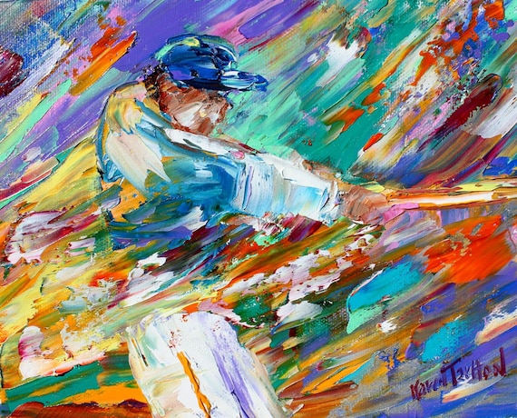 Baseball Player Canvas Print: Modern Impressionism Sports Art - Etsy