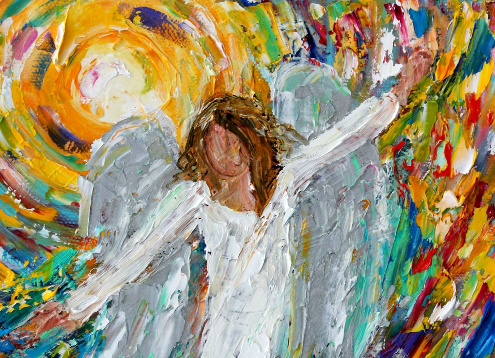 Angel Joy painting original oil abstract impressionism fine art impasto