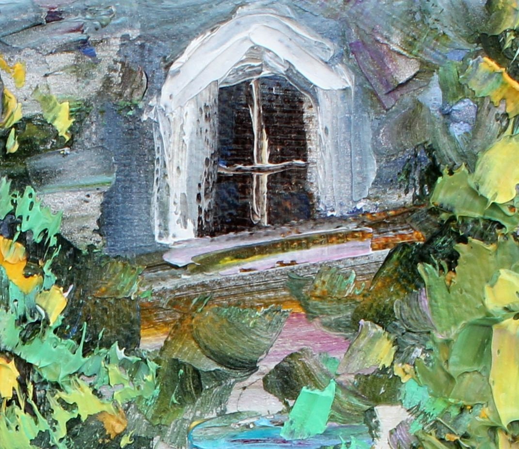 French Countryside cottage painting original oil abstract ... French Countryside cottage painting original oil abstract ...