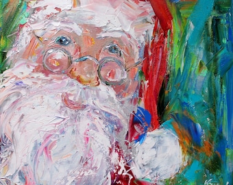 Santa print made on watercolor paper from image of past painting by Karen Tarlton fine art impressionism