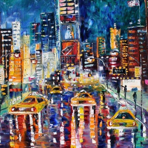 Times Square NY print made from image of past oil painting by Karen Tarlton - impressionism