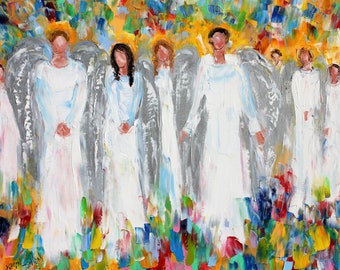 Angels Gathering print on canvas art made from image of past painting by Karen Tarlton