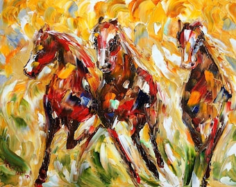 Wild Horses Equine 30" x 40" Quality Print on canvas made from image of Original painting by Karen Tarlton fine art