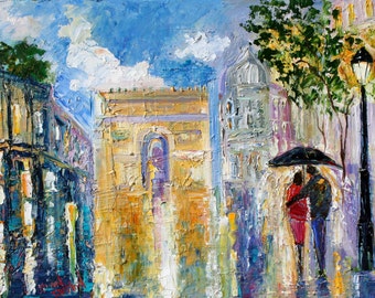 Paris Rainy Romance print - from image of oil painting by Karen Tarlton