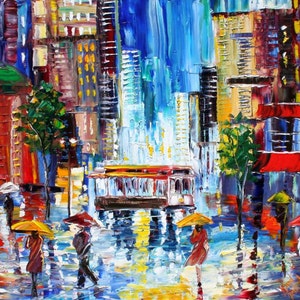 Custom Karen Tarlton Original Oil Painting San Francisco cityscape Commission palette knife impasto fine art image 1