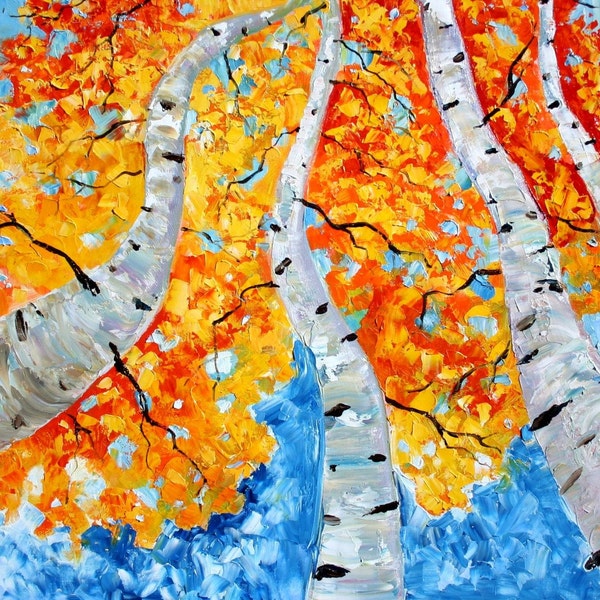 Karen Tarlton Fall Birch Trees and Sky
