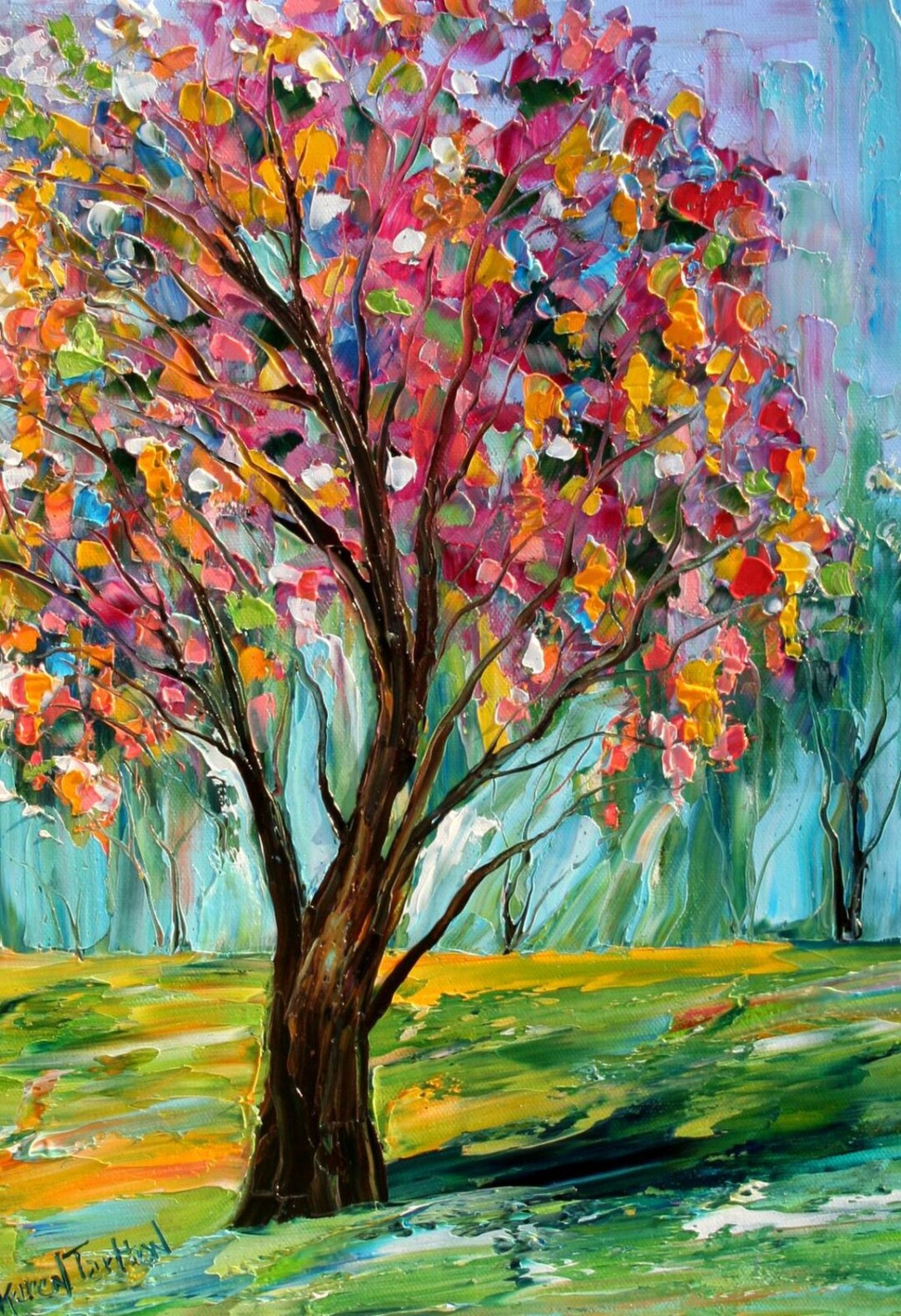 Spring Tree Print, on Watercolor Paper Made From Image of Past Painting ...