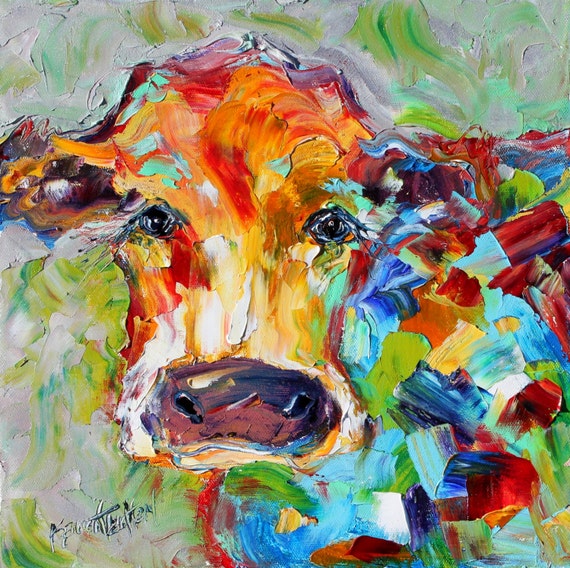 Abstract Cow Print on Canvas: Modern Impressionism by Karen