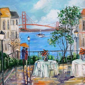 Custom Karen Tarlton Original Oil Painting San Francisco cityscape Commission palette knife impasto fine art image 4