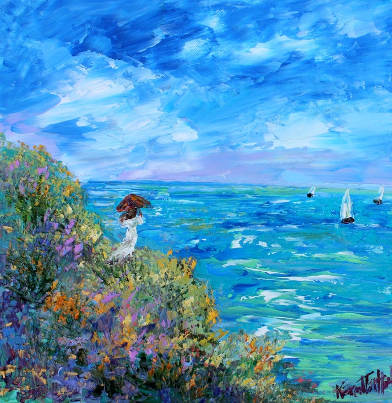 Woman Coastal Art Print: Nautical Impressionism, Ocean View image 1