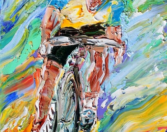 Bike Rider Ölgemälde: Abstrakter Impressionismus Kunst, 8x10 Leinwand