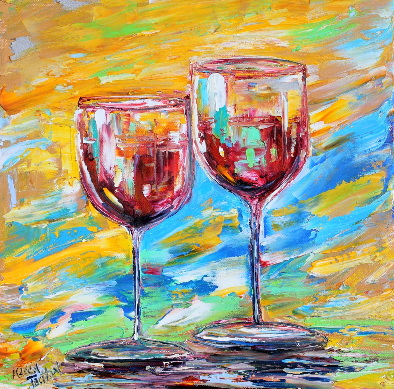 Wine print, wine glasses, wine art, canvas print, printed from image of