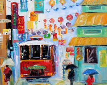 China Town, San Francisco, Quality Giclee Print on canvas made from image of past painting by Karen Tarlton fine art