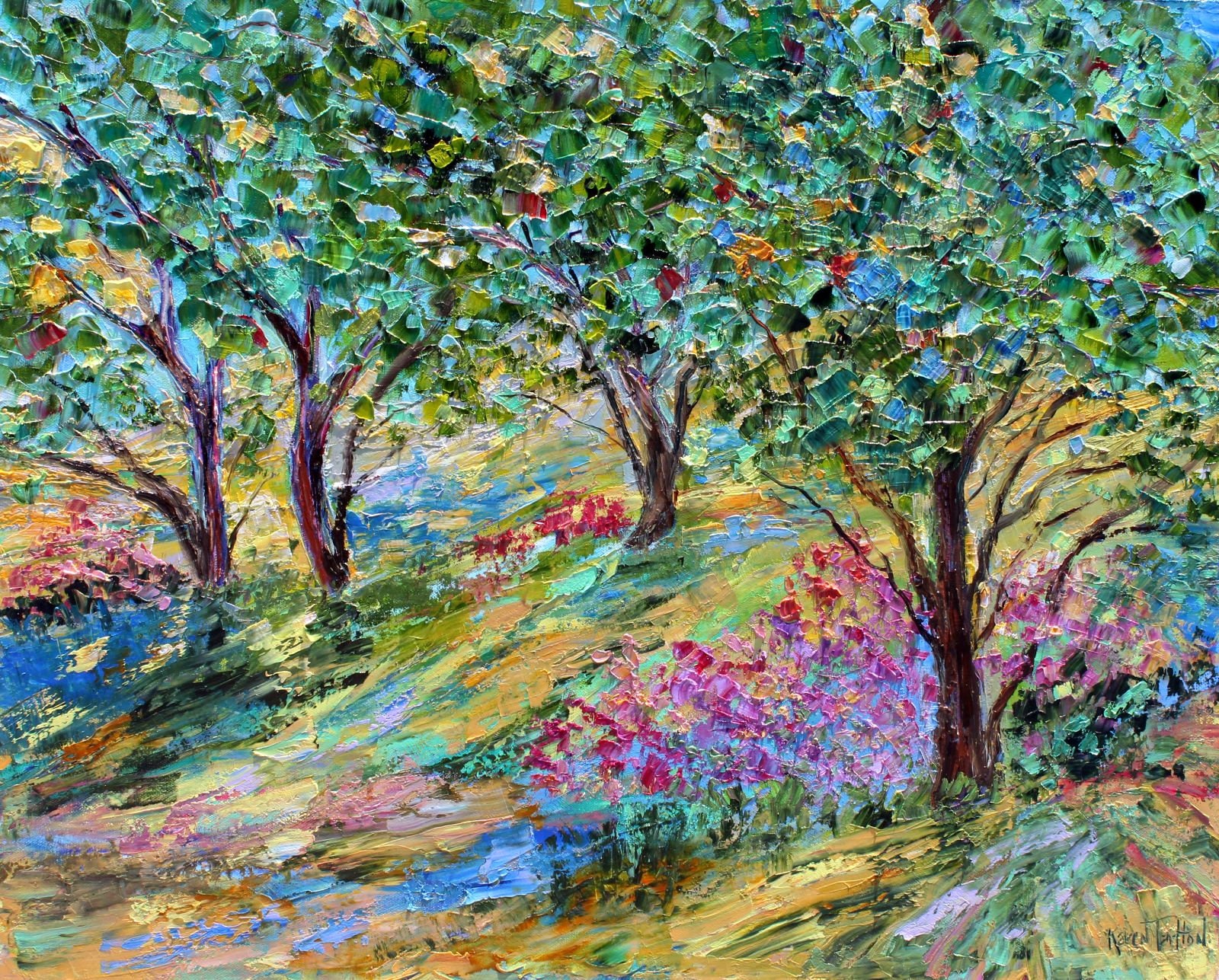 Trees Spring Color Painting Landscape Painting Original Oil On