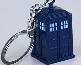 Llavero con cadena estilo Doctor Who, modelo Tardis, para cabina de policía, regalo coleccionable, 4,3 cm x 2,5 cm o 1,7 x 1 pulgada