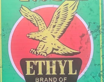 Letrero de metal vintage con diseño de águila dorada para garaje, cueva de hombre, cobertizo, 20 x 30 cm