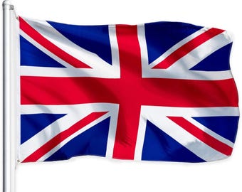 Bandera de Union Jack Celebración comunitaria del Día de la Victoria en Europa Poliéster de doble cara 150 cm x 90 cm (5 x 3 pies) Resistente a los rayos UV