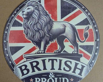 Letrero metálico circular con la bandera Union Jack de Inglaterra, 20 cm de diámetro, resistente a la intemperie
