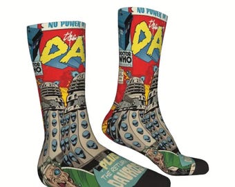 Calcetines estilo Dr. Who Darlek, mezcla de poliéster, tallas del Reino Unido 6-9