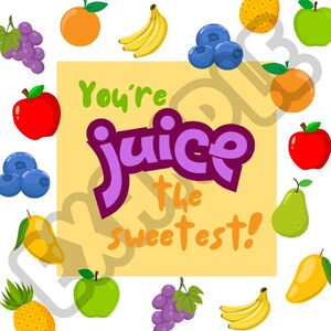 Juice Box Kids Valentinstag Geschenkanhänger - quadratisches Etikett - Instant Download PDF