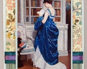 Carina, Russian Inspired Single Note Card Aqua Marine Shimmery Envelope and Seal Included