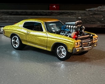 Op maat gemaakte Hot Wheels-auto van een Chevrolet Chevelle uit 1970 op schaal 1/64.
