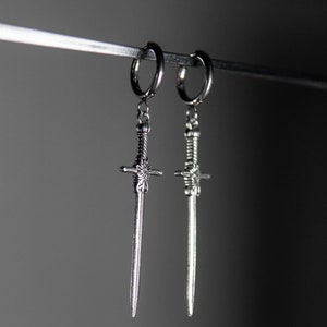 Pendientes de aro con forma de espada, joyería para hombre