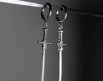 Sword Hoop Earrings, Men's Jewellery
