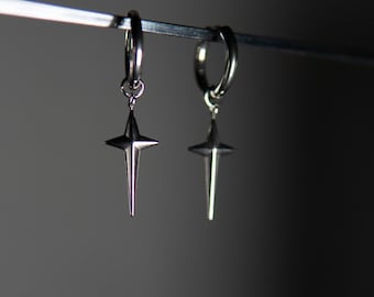 Star Hoop Earrings, Men's Jewellery