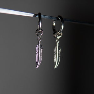 Pendientes de aro con plumas, joyería para hombre