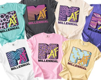 Millennial AF Graphic Tee, 90s Kid Retro Nostalgia Shirt, Y2K Nostalgia Humor TShirt