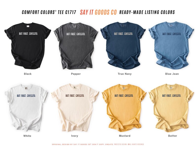 Minimalist “But First. Cafecito.” graphic tee in espresso brown featuring cream typography. Latina coffee lover shirt celebrating Hispanic culture and morning cafecito ritual. Modern unisex coffee shirt perfect for espresso lovers, brunch outfits, and gift ideas for moms, sisters, and café fans.