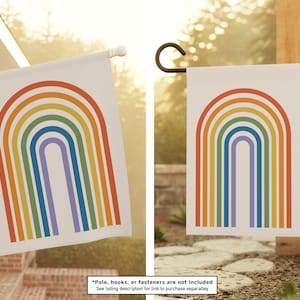 &quot;Retro Regenbogen Gartenfahne: Inklusive &quot;&quot;LGBTQ Pride&quot;&quot; Dekor.&quot;