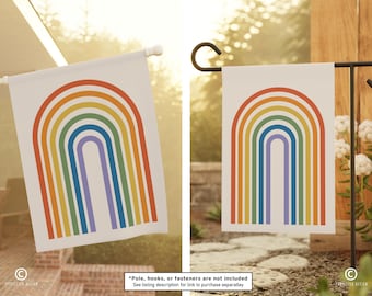 Retro Rainbow Garden Flag: Inclusive LGBTQ Pride Decor, Minimal and Subtle FDT Yard Decor