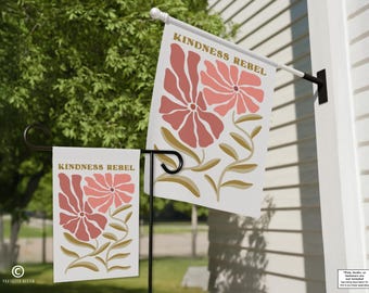 Bandera de jardín "Kindness Rebel", anti-Trump y anti-ICE, con mensaje sutil para decorar el jardín.