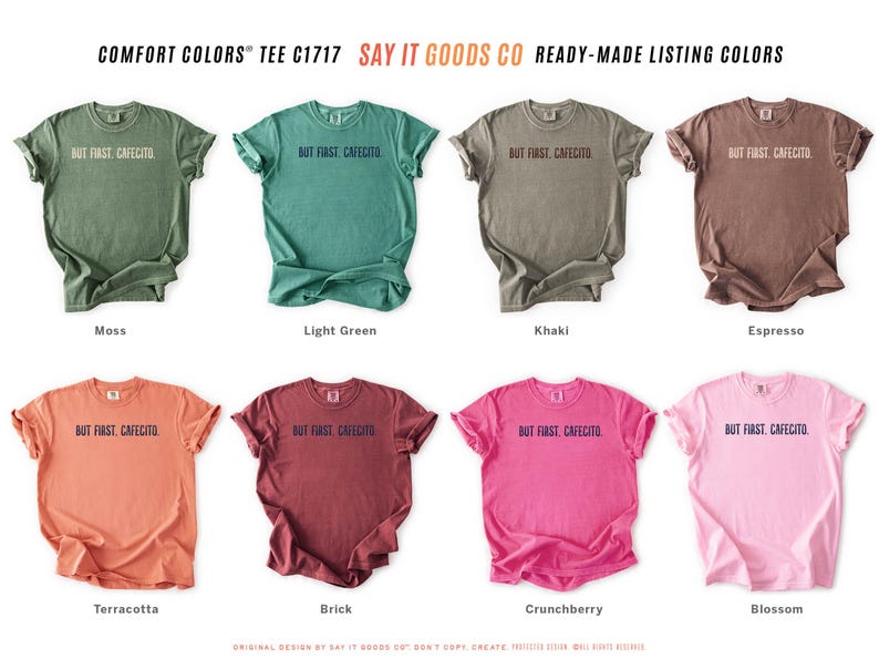 Minimalist “But First. Cafecito.” graphic tee in espresso brown featuring cream typography. Latina coffee lover shirt celebrating Hispanic culture and morning cafecito ritual. Modern unisex coffee shirt perfect for espresso lovers, brunch outfits, and gift ideas for moms, sisters, and café fans.