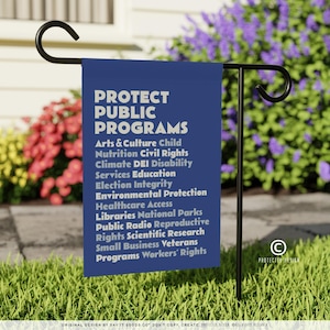 Anti Trump Flag, Protect Public Programs Garden Flag, Double-Sided Political Yard Sign, Progressive Statement Flag, Pro Public Services