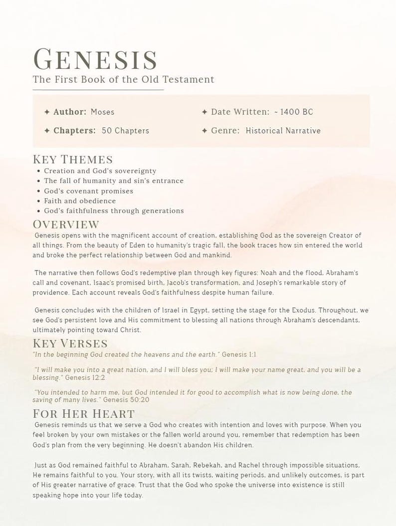 Bible Book Summaries Guide, All 66 Books (PDF Download) - Etsy
