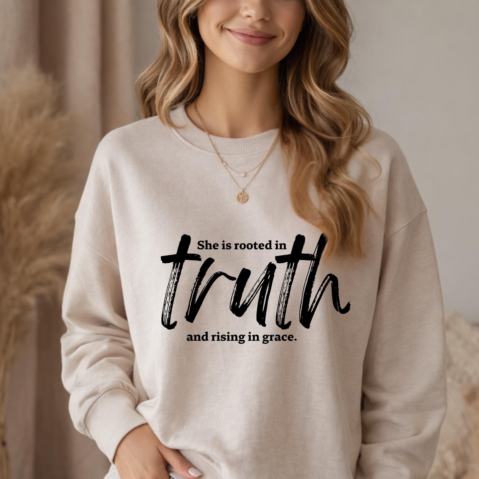 Christian Woman Shirt Design | Rooted in Truth, Rising in Grace ...
