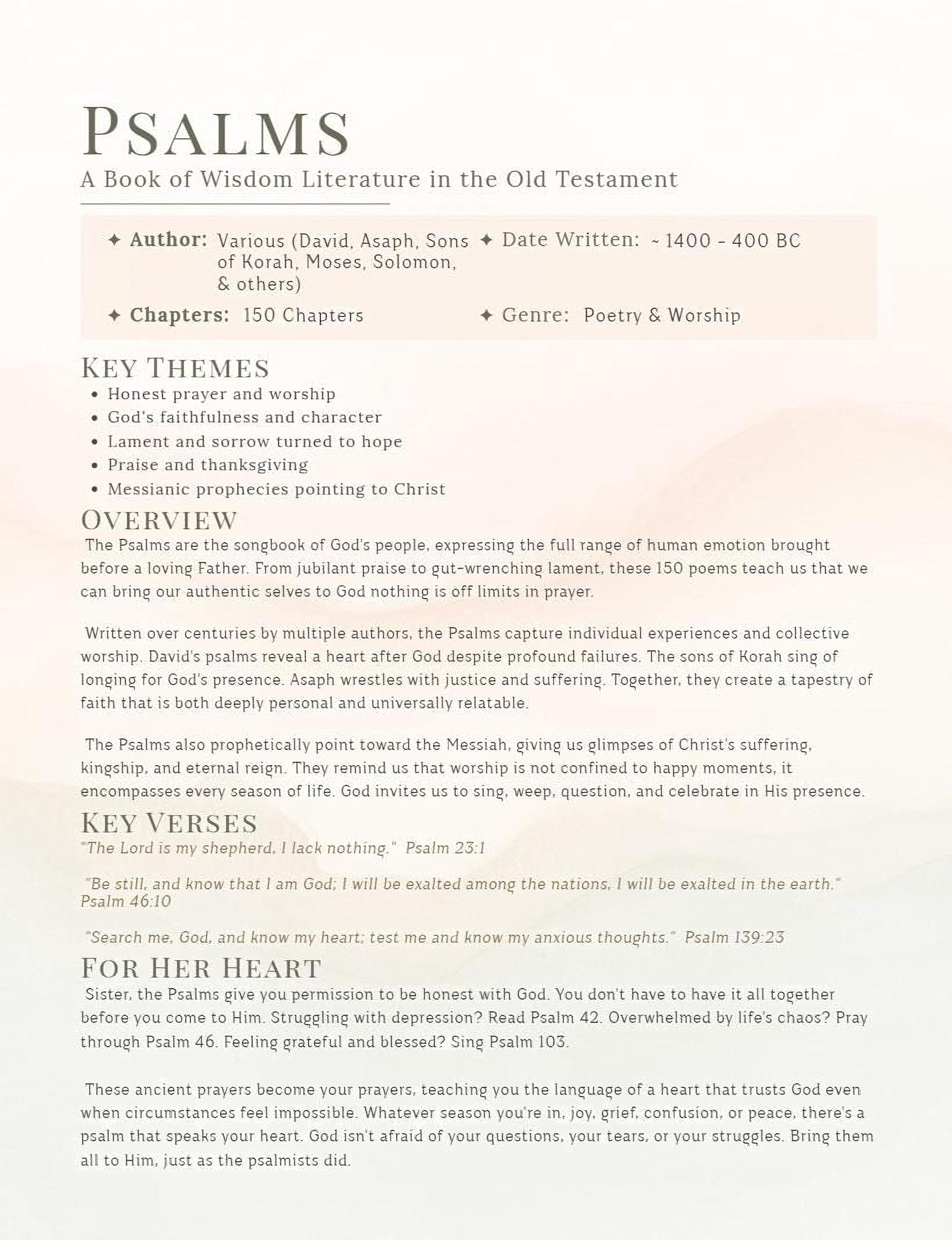 Bible Book Summaries Guide, All 66 Books (PDF Download) - Etsy