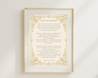 Prayer For Our Marriage Wall Art, Christian Newlywed Gift (Digital Download)