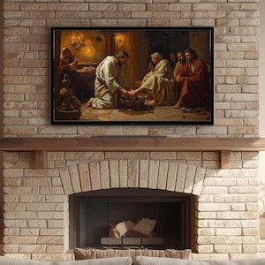Jesus Washing Disciples Feet | Impressionist Christian Samsung Frame TV Art (4K Digital Download)