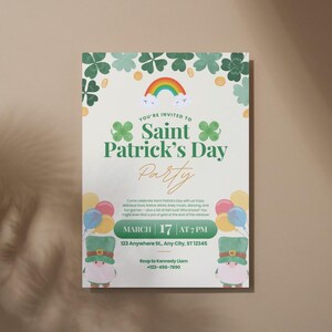 Invito per il giorno di San Patrizio / Invito per la festa modificabile / Download immediato / Celebrazione del giorno di San Patrizio / Modello Canva fai da te / Inviti