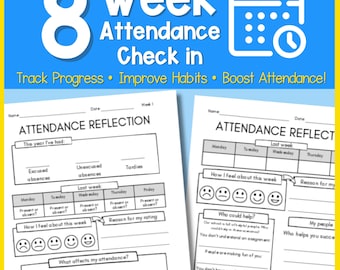 Attendance Tracker & Student Check-In Worksheets | 8-Week Growth Packet for Middle School | SEL and Goal Setting Printable