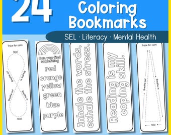Mindfulness, mental health, and self care bookmarks - Great for coloring, Read Across America Week, or Mental Health Awareness Week!
