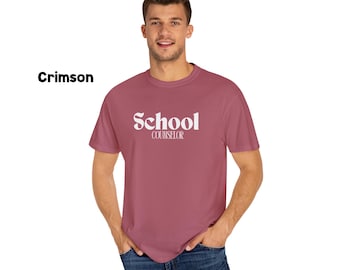 Schoolbegeleider comfortabel uniseks kledingstukgeverfd T-shirt, vrijetijdskleding, cadeaus voor hem/haar, dagelijks T-shirt, ontspannen zomer essentieel