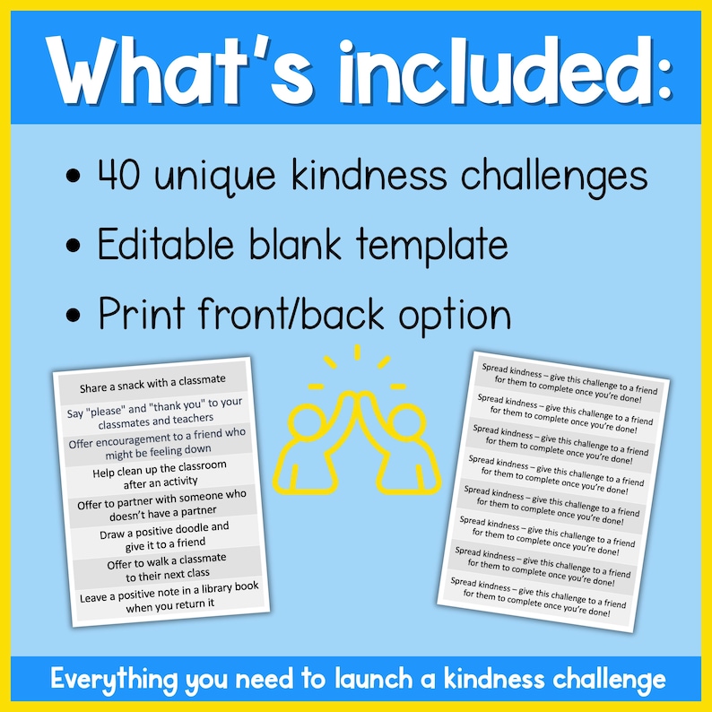 Kindness Challenge Cards | 40 Editable Pass-it-on Acts of Kindness ...